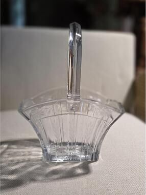 Vintage Heisey Glass Recessed Panel Etched 9 Inch Basket Marked
